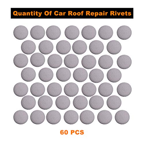 Niteguy 60pcs Car Roof Headliner Repair Button, Auto Roof Snap Rivets Retainer Design for Car Roof Flannelette Fixed, with Installation Tool and Fit Most Cars(Grey Grid)