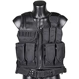 CVLIFE Adjustable Hunting Military Molle Style Tactical Vest with 9 Pouches and Pistol Holster