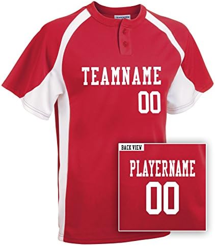 Adult Custom Baseball 2-Button Jersey, Personalize w/ YOUR Names &amp; Numbers-2XL