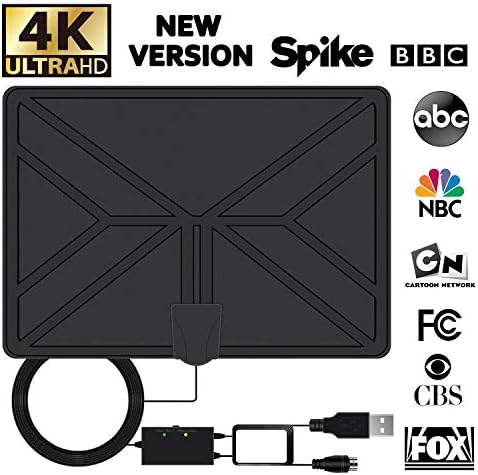 TV Antenna, 2019 Newest HDTV Digital Indoor TV Antenna with Amplifier Signal Booster, Clearview HDTV Antenna Long 80 Miles Rang for 4K HD 1080P Free TV Channels - 16.5ft Coax Cable by Totech