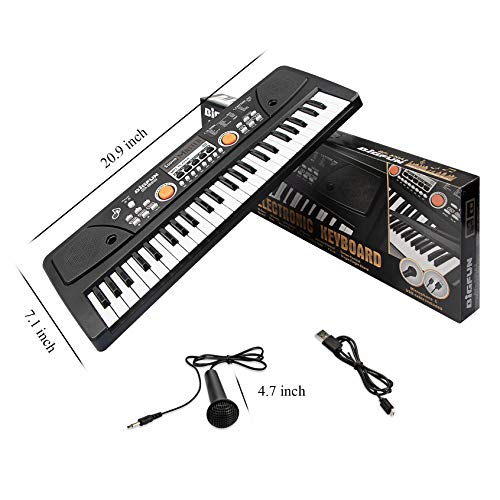 aPerfectLife 49 Keys Piano Keyboard for Kids Multifunction Portable Piano Electronic Keyboard Music Instrument for Kids Early Learning Educational Toy (Black)