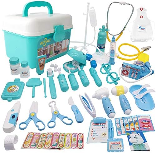 Amazon Com Mcfance Toy Doctor Kits 48pcs Pretend Play Doctor Kit Toys Stethoscope Medical Kit Imagination Play For Kids 3 Years Toys Games