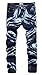 FEESON Men's Straight Leg Slimming Fit Distressed Loose Denim Jeans Dark Camo 010 W38