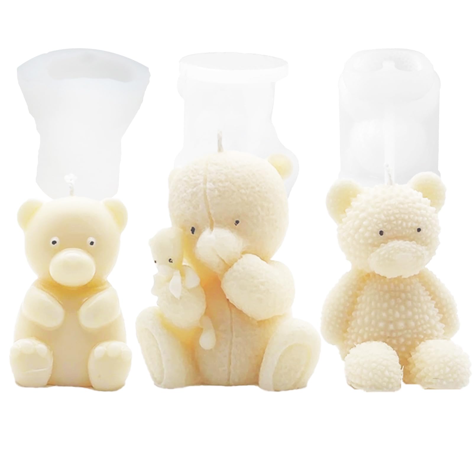 Photo 1 of YRIHJIXQ 3Pcs Bear Resin Molds Silicone Molds for Resin Candle Marking Mold Animal Moulds