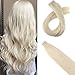 Moresoo 22 Inch Human Hair Tape in Extensions Tape Hair Extensions Platinum Blonde Color #60 Tape on Hair Blonde Hair Straight Seamless Hair Extensions Tape in 20PCS 50G