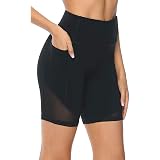 TTOOHHH Women's High Waist Stretch Athletic Workout Shorts with Pocket,Skinny Quick Dry Non See-Through Short Yoga Pants