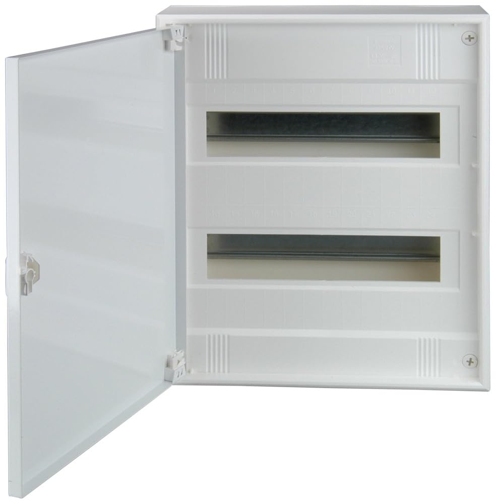 UNITEC Surface-Mounted Distributor with Door, Fuse Box, Small Distribution, IP30, 2 x 12 + 2 Modules, White