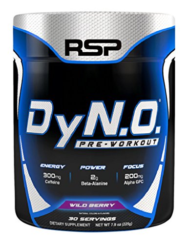 RSP Nutrition DyNO - Pre-Workout with Beta Alanine, Arginine and Alpha GPC for Energy, Power, Pump, Focus, All-Natural Colors & Flavors, Wild Berry, 30 Servings