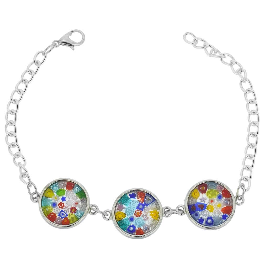 Glass Of Venice Murano Glass Millefiori Silver Disks Bracelet - Multicolor
