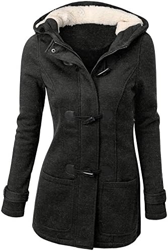 Women's Winter Casual Outdoor Warm Hooded Pea Coat Jacket size XX-Large (DARK GREY)