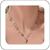 Xduargs Boho Heart Pendant Necklace Silver Hollow Heart Bead Necklace Vintage Love Heart Choker Necklace Adjustable Puffy Heart Chain Necklace Jewelry for Women