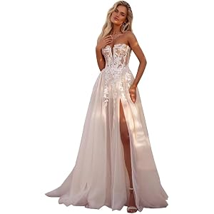 Simple Wedding Gowns for Bride Lace Appliques Chiffon Bridal Gowns Lace Up Back 4