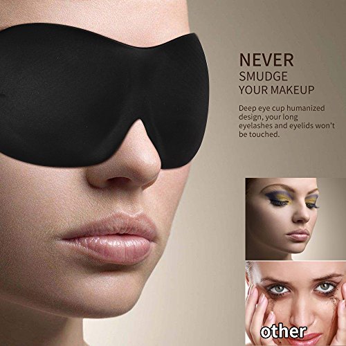 Higher Invisiable Nose Alar AMTOOCH Sleep Mask 3D Contoured Soft Eye Masks Adjustable Strap Great for Travel, Shift Work, Nap, Meditation & Sleeping Aid (One Strap) (Black)