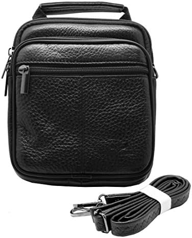 Small Leather Messenger Bag Cellphone Passport Case Travel Bag Tool Holster Pouch Waist Fanny Pack (T Black)