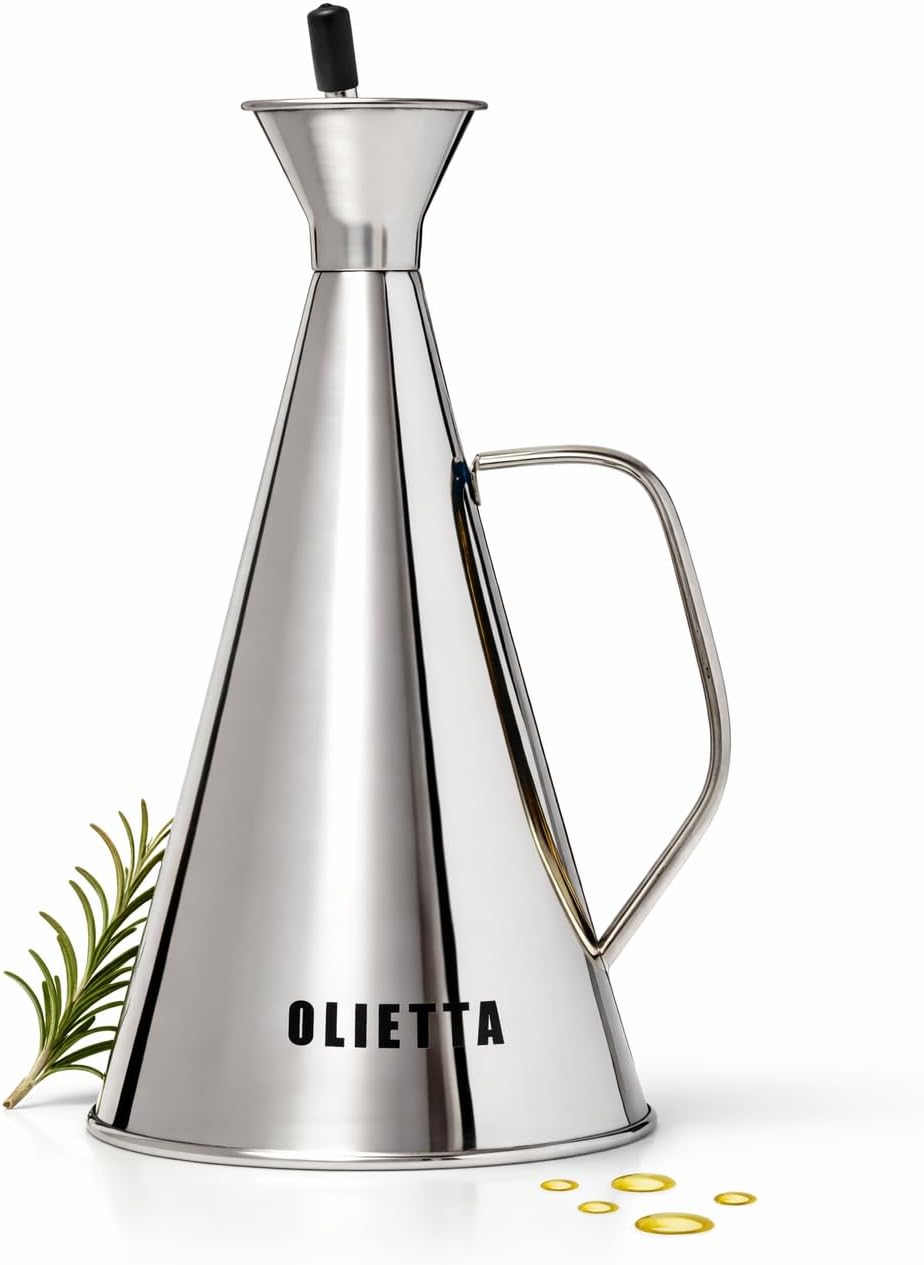 Olietta Stainless Steel Oil Dispenser 250ml Non Drip Drizzle Pourer