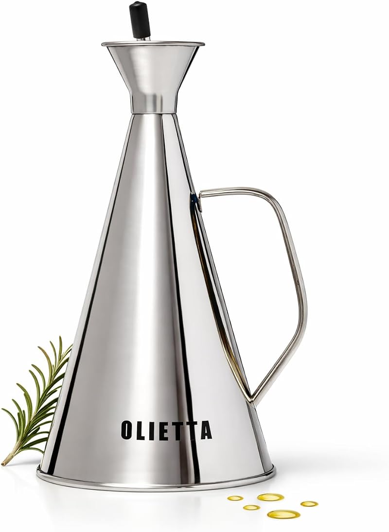 Olietta Stainless Steel Oil Dispenser 250ml Non Drip Drizzle Pourer