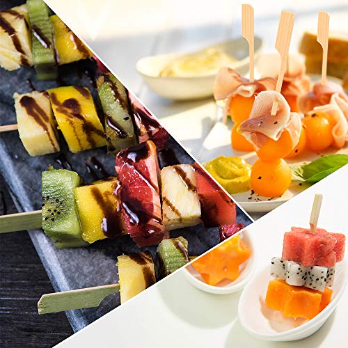 TONGYE 3.5" Bamboo Paddle Skewers, Food Grade Cocktail Picks, Barbecue Wooden Stick. Decoration for Party Food, Appetizer, Dessert, Fruit, Sausage, Burger, Kebab. (50PCS)