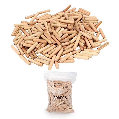 LOOTICH Wooden Dowel Pins M6 x 30mm Grooved for Furniture Cabinet Panel Connection (Pack of 800) - Thumbnail 6