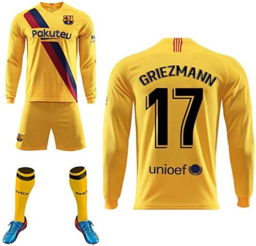 Zay Luay Men's Long-sleeved Shorts Sportswear Barcelona Goalkeeper Jersey 19-20 Away Soccer Clothes Suit Male Adult Light Board Jersey Customized Soccer Clothes Can Be Printed Numbers (Size : S)
