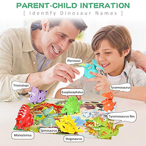 image for Akamino Dinosaurs Toys Car for Kids, 8 Pack Pull Back Car Toys for Boy