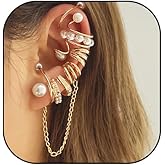 7 Pieces Gold Pearl Ear Cuff Earring Set, Minimalist Cartilage Non Pierced Ear Clip Earrings, Trendy Statement Jewelry Gifts for Women