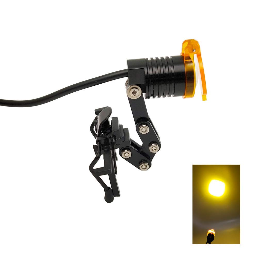 Mike-Dental 3W Clip Clamp LED Head Light Lamp with Filter for Dental Binocular Loupes Glasses Tool