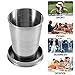 3 Pack Collapsible Cup Stainless Steel Portable Folding Metal Telescopic Keychain Cups Mug for Excursion Outdoor Travel Camping Picnic Hiking Backpacking 240ml /140ml /75ml