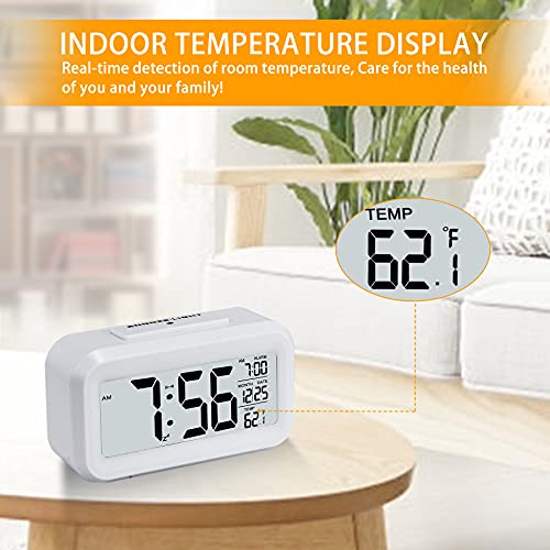 Digital Alarm Clock,Battery Operated Small Desk Clocks,with Date,Indoor