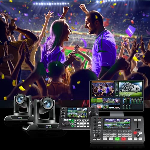 Tenveo Video Mixer Switcher, 4K 60FPS Live Streaming Video Switcher, 5.5" FHD Display, 4X SDI and 4X HDMI Inputs, 1080P 60FPS Output, USB Recording, Support PTZ Camera and Controller