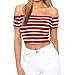 Women Shirts Fashion Sexy Casual Off Shoulder Stripe Short Sleeve Blouse Tunic Teen Girls Sweatshirt Pullover Tops On Sale