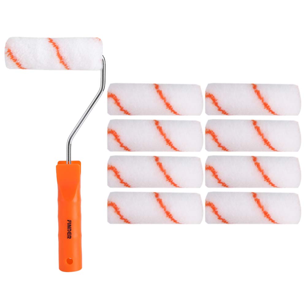 Zerodis 10pcs Paint Roller Kit, 4 Inch Mini Foam Roller with Paint Roller Handle for Home Wall Ceiling Decoration