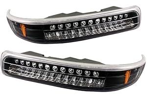 AKKON - For Chevy Silverado Suburban Tahoe Black Bezel Amber LED Front Bumper Signal Lights Lamps Assembly