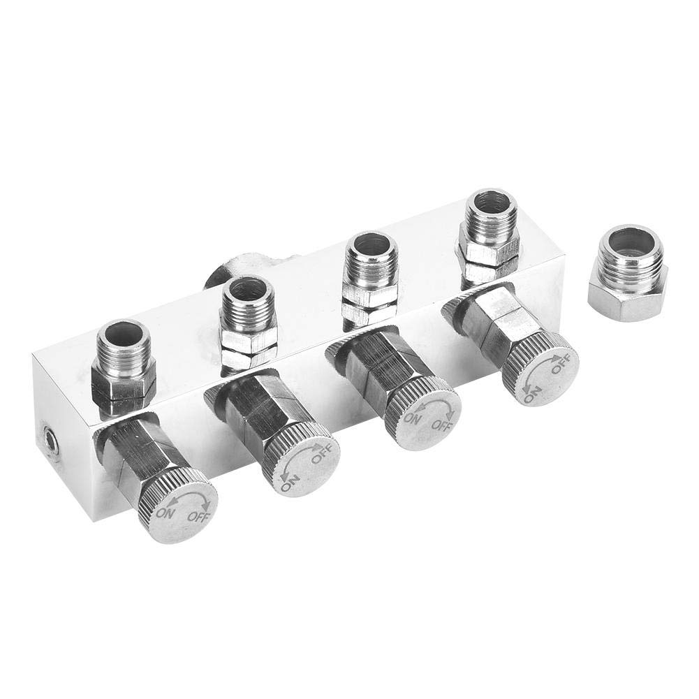 Airbrush Air Hose Quick Release Coupler, Multi-function Adjustable Aluminium Air Hose Splitter Airbrush Adapter Fitting Accessories (#1 T1-4 One with Four)