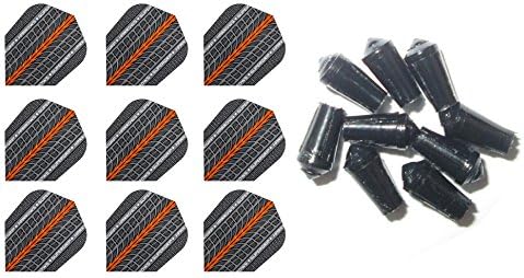 3 Sets of Harrows Supergrip Standard Dart Flights plus 3 Sets of Black Nylon Dart Flight Protectors (Orange)