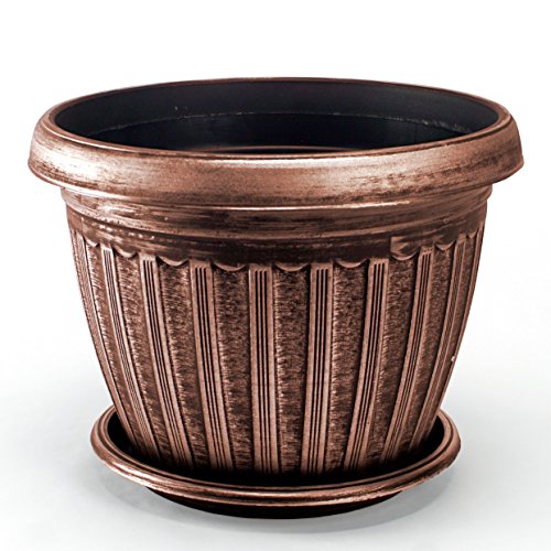 Rustic flowerpot 10" planter for garden patio offi…