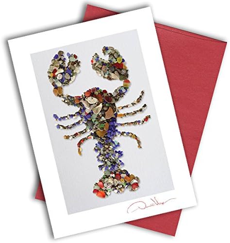 One Sea Glass Lobster Note Card. Elegant Envelope Unique Birthday Anniversary Christmas Gift