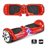 CHO Electric Self Balancing Dual Motors Scooter Hoverboard with Built-in Speaker and LED Lights - UL2272 Certified (4.5 Inch Wheels (No Speaker) Red)
