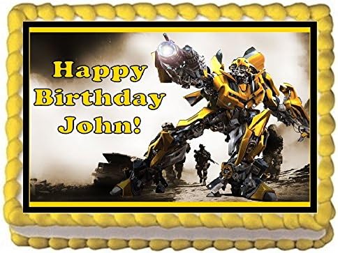 Transformers Bumblebee Personalized 8" x 10.5" Edible Cake Topper Image For Birthdays/Parties -- 1/4 Sheet