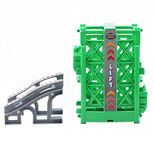 ONTOPON Toy Track Accessory Lift with a Race Car, Elevator and Ramp Track Attachments Fits ALL Bend A Path Track Vehicle Playsets(green color)