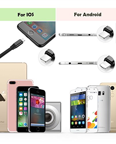 2 in 1 Lightning Cable Micro USB Dual Charging Cable 0.75feet Doubled-side Cable Charging Data Transmission Cord Reversible Cable for iPhone 8 /7 Plus iOS & Android - Black - Thumbnail 4