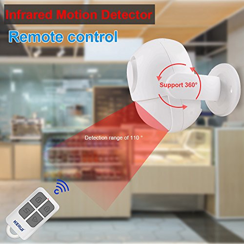 Wireless Home Security Alarm, KERUI All-in One PIR Motion Sensor Alarm Visitor Guest Entry Doorbell Chime with Remote LED Indicators Easy to Install Great for Businesses Shop Store Home,Driveway Alert