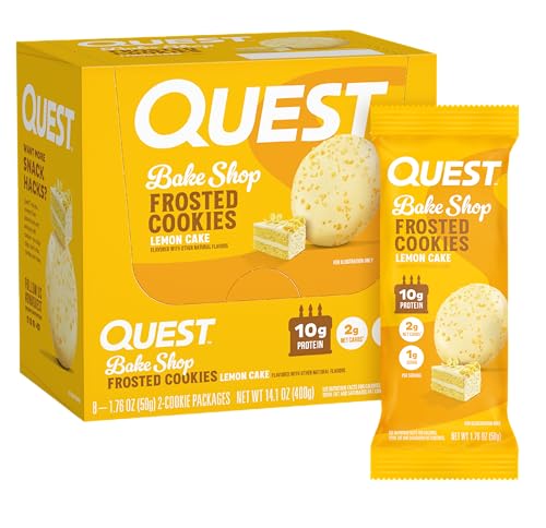 Quest Nutrition Frosted Protein Cookies Twin Pack, Lemon Cake, 1g Sugar, 10g Protein, 1g Net Carbs, Gluten Free, 16 Cookies