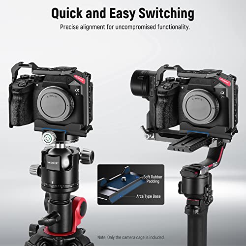 NEEWER Full Camera Cage Compatible with Sony a7 IV/a7R IV/a7S III/a1, Aluminum Alloy Video Camera Rig with Full Access/Arca Type QR Base for Quick Switch, Compatible with DJI RS Stabilizers, CA004