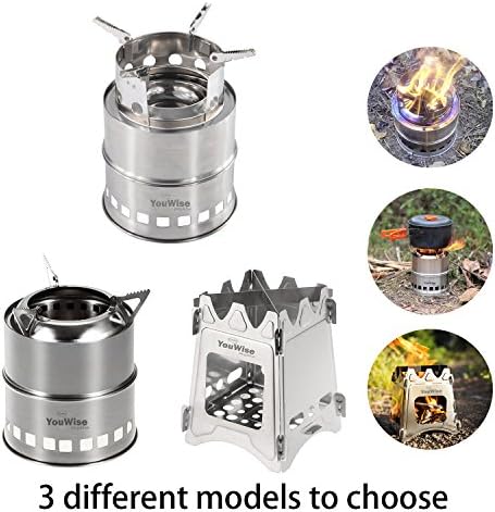 Wood Burning Collapsible Stove-YouWise Stainless Steel Mini Portable Lightweight Stove with Mesh Carry Bag -Perfect for Outdoor Cooking,Picnic Camping,Survival,Multi Models to Choose