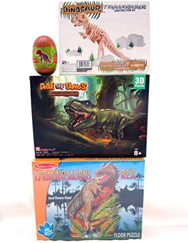 Tyrannosaurus Rex Dinosaur 4 Puzzle Kits Bundle,1-Floor Puzzle and 3-Different 3D Puzzles.T-REX