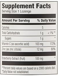 Amazon Elements Elderberry Complex, 60 Lozenges con sabor de cereza, Elderberry 100 mg,...