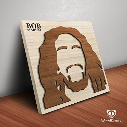 Bob Marley Inspired Bamboo Wall Decor - Fan Art Handmade Home Decoration - Perfect Gift Idea for Bob Marley Fans - 8" x 8"