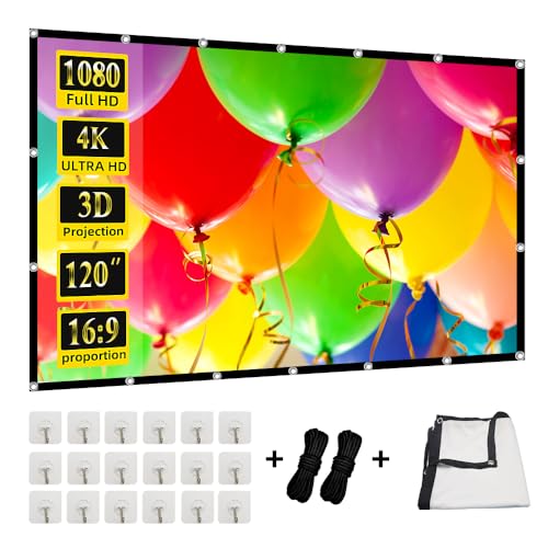 Projection Screens,GAINVANE 4K 16:9 HD Rear Front Projector Screen Foldable Projection Screens Movie Screen Portable Outdoor Indoor Cloth Screen for Movie Home Theater