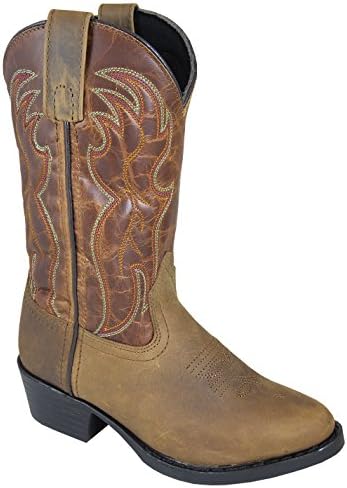 Smoky Mountain Youth Tonto Distressed Leather Shaft Round Toe Brown/Brown Western Cowboy Boot