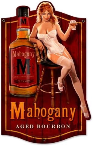 Mahogany Bourbon Pinup Girls Custom Metal Shape - Victory Vintage Signs